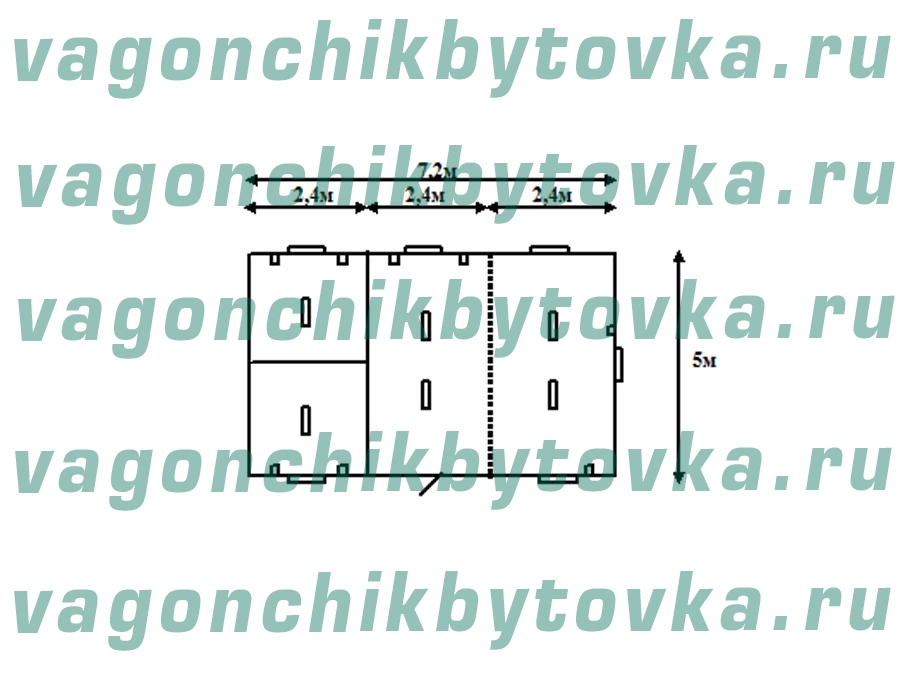Дачный модульный дом из 3-х шт БК 5м Дачный модульный дом из 3-х шт БК 5м